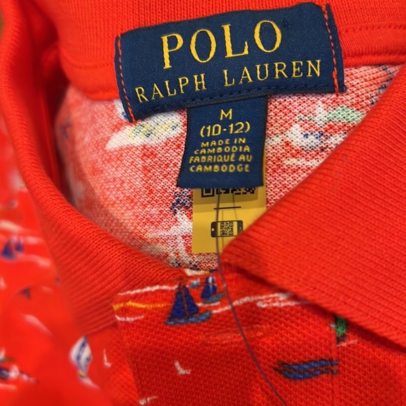 Polo Ralph Lauren Boys Sailboat Cotton Mesh Red Polo Shirt NWT Medium & X-Large - Picture 6 of 7
